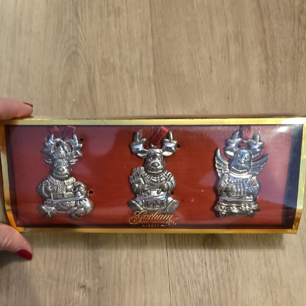 Gorham Silver Holiday Reindeer Trio